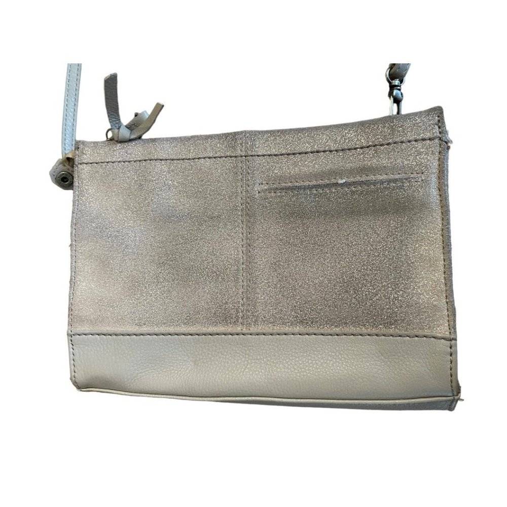 The Sak Glitter Rose Gold Leather Zipper Closure Handbag Crossbody - Picture 9 of 12